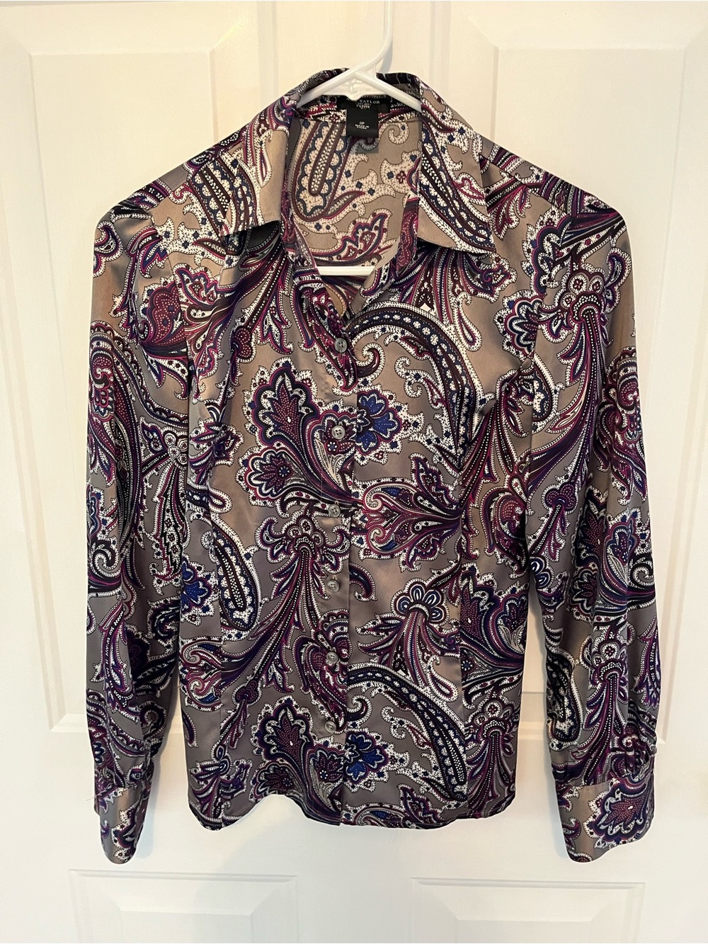 Ann Taylor Petite Paisley Print Long-Sleeve Blouse